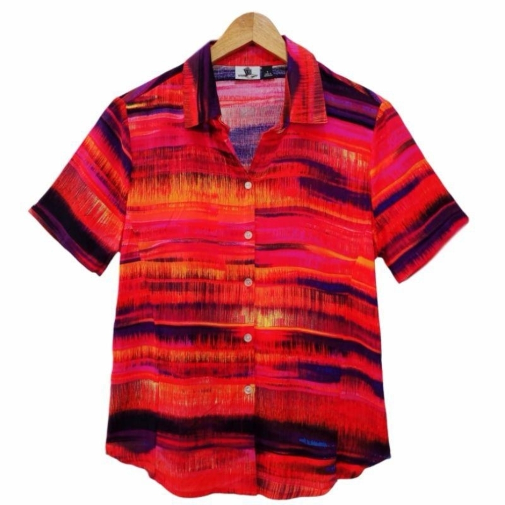 Vibrant Striped Button-Up Shirt